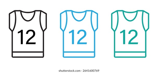 Vector graphic of basketball jersey number 12 sports apparel uniform outline design element.