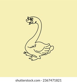 Gráfico vectorial de hermoso doodle swan en estilo de pie. Este vector es perfecto para papel pintado, diseños de camisetas, banners, plantillas, decoraciones, mascotas, logotipos, fondos e identidades, etc.