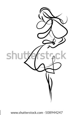 VECTOR 
  graphic with beautiful young   girl model for design. Fashion, style, youth,   beauty .Graphic, sketch drawing