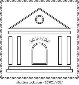 Vector graphic. The big building with columns and the inscription "Museum" above the entrance. Template for logo business cards, websites, flyers, rollups and the like.
