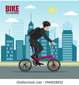 vector graphic of bike to work good for bike to work celebration. flat design. flyer design.flat illustration.