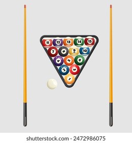 Vector Graphic of Billiard Equipment with Cues