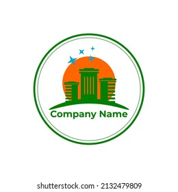 vector graphic of bin logo green color with sun. suitable for company logo, brand, etc.