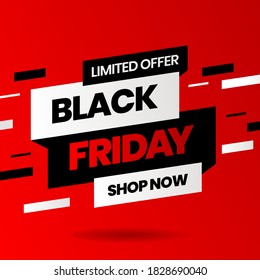 Diseño de plantillas de banner de Vector gráfico Black Friday. Esquema de color rojo y negro. Ilustración vectorial del Viernes Negro. Ilustración del vector 