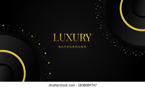 Vector graphic of black Luxury background with golden glitter and sparkle ring