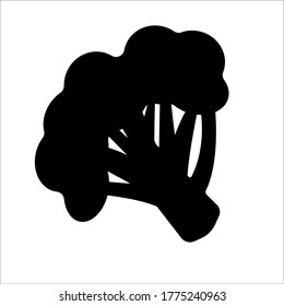 Brocoli monocromo vectorial gráfico negro. Ilustración de alimentos saludables para iconos, logotipo, diseño y banners.