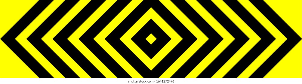 Vector graphic of black outward pointing chevrons on a yellow background. This signifies danger or a hazard