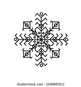 Vector gráfico de nevado negro sobre fondo blanco. Bonito elemento para su decoración de invierno y Navidad, diseño. Elementos geométricos.