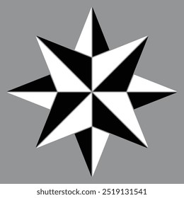 Vector graphic of black and white  pole star symbol
