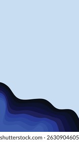 vector graphic of blue background with ocean waves theme gradient color on vertical background