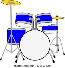Vector graphic of blue drum kit.