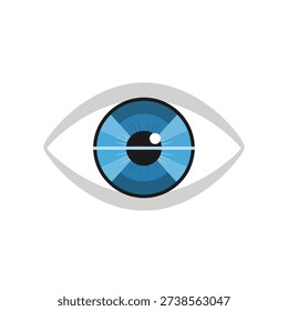 A vector graphic of a blue eye with a detailed iris and pupil, showcasing a realistic illustration style