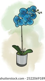 Vektorgrafik einer blauen Orchidee