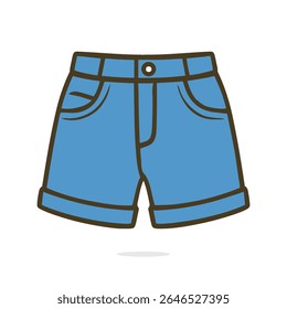 Vector graphic of blue shorts with a belt