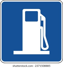 Vector graphic of a blue usa gas mutcd highway sign. It consists of a silhouette of a gas pump contained in a blue square svg