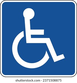 Vector graphic of a blue usa Handicapped Accessible mutcd highway sign. It consists of a silhouette of a handicapped person in a wheelchair contained in a blue square svg