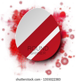 Vector graphic blur design round banner background colors blot. Paper circle flat banner origami style blur sticker. Abstract pointer banner
