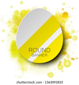 Vector graphic blur design round banner background colors blot. Paper circle flat banner origami style blur sticker. Abstract pointer banner