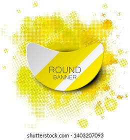 Vector graphic blur design round banner background colors blot. Paper circle flat banner origami style blur sticker. Abstract pointer banner