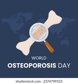 Vector graphic of bones viewed with a magnifying glass suitable for world osteoporosis day awareness poster