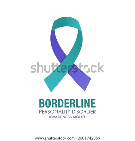 Vector graphic of Borderline Personality Disorder (BPD) Awareness Month is observed every year in May. Realistic ribbon and brain icon in B letter. Highlight the importance of mental well-being .