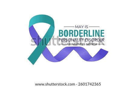 Vector graphic of Borderline Personality Disorder (BPD) Awareness Month is observed every year in May. Realistic ribbon and brain icon in B letter. Highlight the importance of mental well-being .