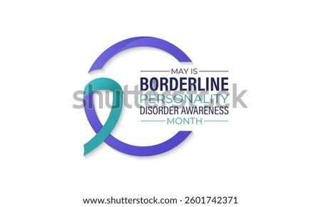 Vector graphic of Borderline Personality Disorder (BPD) Awareness Month is observed every year in May. Realistic ribbon and brain icon in B letter. Highlight the importance of mental well-being .