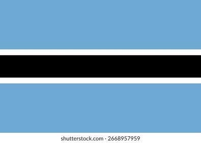 Vector gráfico de la bandera nacional de Botsuana. Compuesto por siete rayas Horizontales azules, blancas y negras