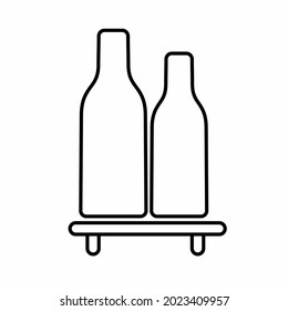 Vector Graphic of Bottles Shelf - Line Style - simple illustration. Editable stroke. Design template vector.outline style design.Vector graphic illustration
