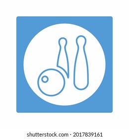 Vector Graphic of Bowling - White Moon Style - outline style design.Vector graphic illustration.icon for website design.Editable stroke