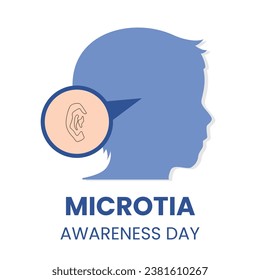 Vector graphic of boy silhouette illustration with ear zoom suitable for Microtia Awareness Day