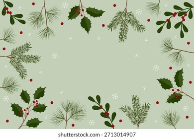 Vector graphic with branches and berries. Free space for text. Template for invitations, greeting cards, social media posts and advertising.