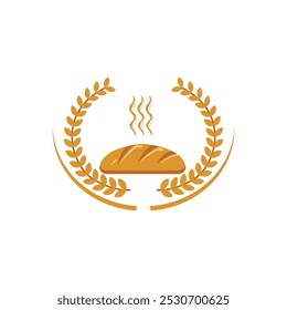 Vector graphic of bread vector design logo. concept of bread with wheat for bakery business. This vector is perfect for company logos, advertising, banners, templates, decorations, wallpapers, busines