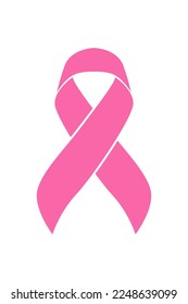 Vector graphic of breast cancer ribbon on white background. Pink awareness ribbon for breast cancer support symbol. vector eps10.
