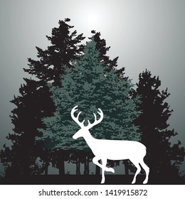 Vector Graphic Buck in the forest