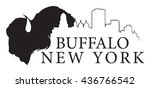 Vector graphic of Buffalo, New York skyline with buffalo.