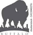 Vector graphic of a buffalo over the skyline of Buffalo, New York.