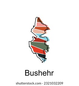 Vector graphic of Bushehr map, Iran Country Vector Design Template isolated on White background