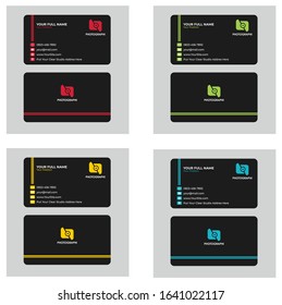 vector graphic of busines card design, with modern red. black and white color schema. perfect to use for photographi