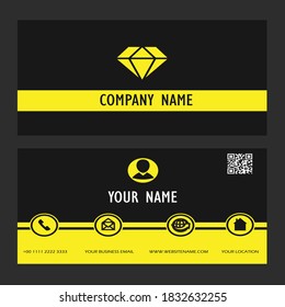 Gráfico vectorial del diseño de tarjetas de visita, diseño de tarjetas de visita de estilo sencillo con color amarillo y negro