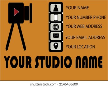 Vector Graphic of Business Card Design with Yellow, Black, and White. Perfect to use for movie maker studio