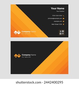 Vector Graphic of Business Card Design with clean and modern orange, white, black and yellow color scheme. Perfect to use for studio, office, company or corporate