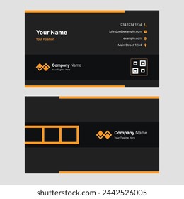 Vector Graphic of Business Card Design with clean and modern orange, white, black and yellow color scheme. Perfect to use for studio, office, company or corporate