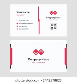 Vector Graphic of Business Card Design with clean and modern white, black and red color scheme. Perfect to use for studio, office, company or corporate