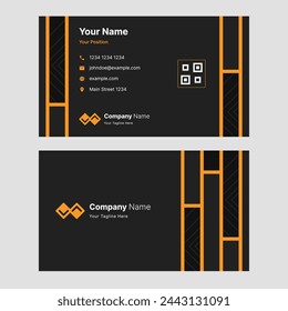 Vector Graphic of Business Card Design with clean and modern orange, white, black and yellow color scheme. Perfect to use for studio, office, company or corporate