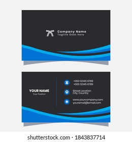 Vector Graphic Of Business Card Icon Template, With Blue And Black Color, Perfect To Use For A Great First Impression, Advertising, Contact Information.