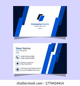 Vector Graphic of Business Card with Modern blue,dark blue, and white color scheme, Perfect to use