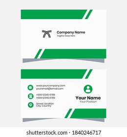 Gráfica vectorial de la tarjeta de visita con esquema de color verde y blanco moderno, perfecto para usted