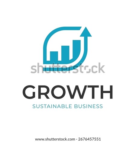 Vector Graphic of Business Growth Logo Design with Leaf and Upward Arrow Chart Concept for Sustainable Finance, financial growth, and Eco Brand Logos