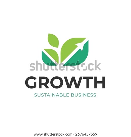 Vector Graphic of Business Growth Logo Design with Leaf and Upward Arrow Integration Concept for Sustainable Eco Finance Brand Logos